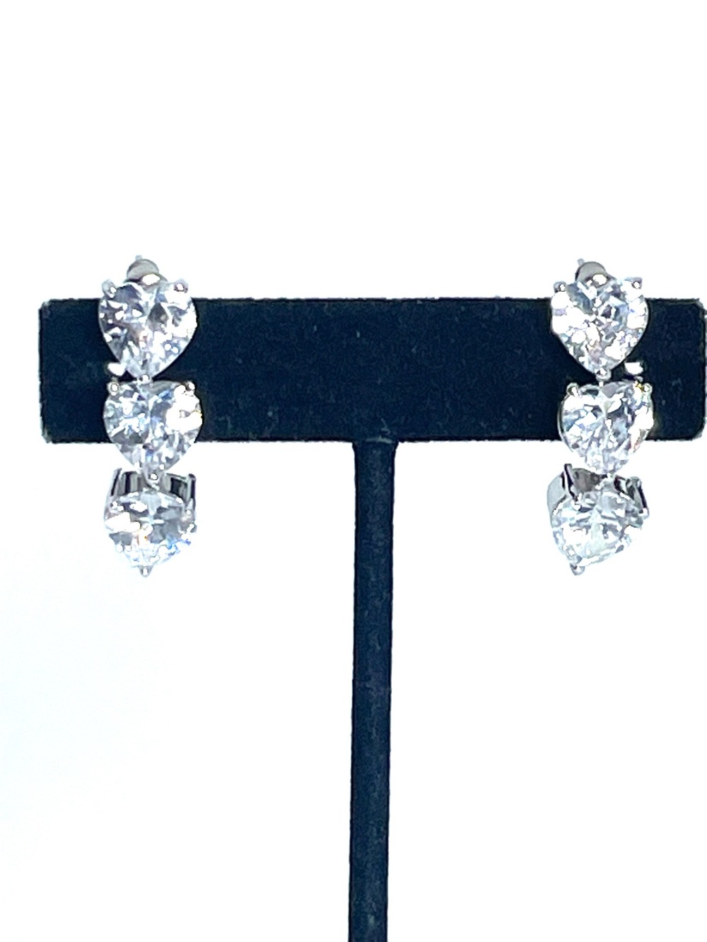 New Crystal Triple Heart Earrings